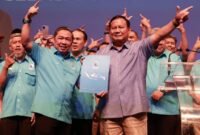 Ketua Umum Partai Gerindra Prabowo Subianto di acara di acara deklarasi Partai Gelora di Djakarta Teater, Jakarta. (Instagram.com/@prabowo)