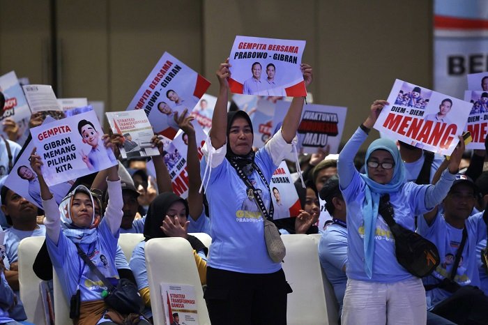 Calon presiden nomor urut dua Prabowo Subianto Menghadiri acara Deklarasi Nasional Gerakan Muslim Persatuan Indonesia Cinta Tanah Air (Gempita) di Grand Sudirman Ballroom. (Dok. Tim Media Prabowo-Gibran)
