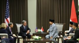 Menteri Pertahanan (Menhan) RI Prabowo Subianto melakukan pertemuan bilateral dengan Menteri Luar Negeri Amerika Serikat (AS) Antony John Blinken. (Dok. Tim Media Prabowo Subianto)

