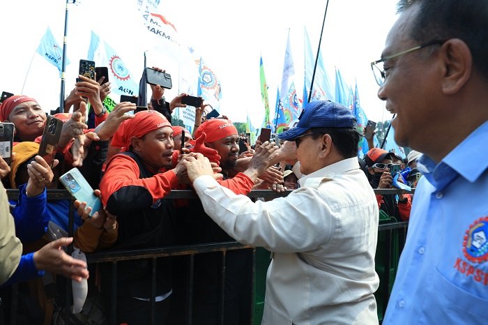Presiden Prabowo Subianto dalam peringatan Hari Buruh Internasional atau May Day 2025 yang digelar di Lapangan Monas, Jakarta Pusat. (Dok. TIm Media Prabowo)

